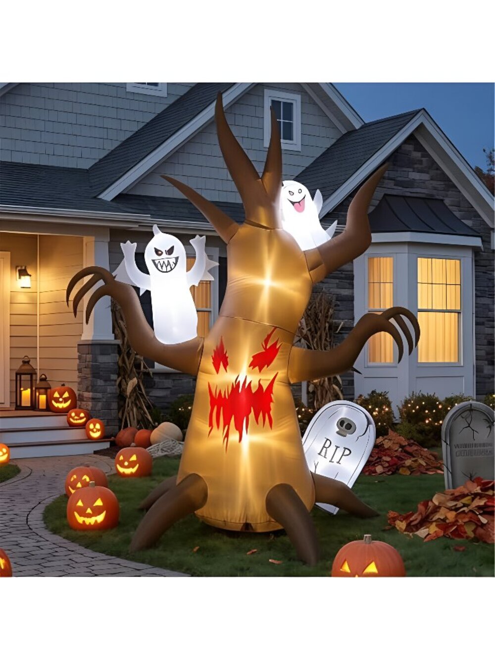 8FT Halloween Inflatable Scary Tree Decorations Blow Up Yard Decor